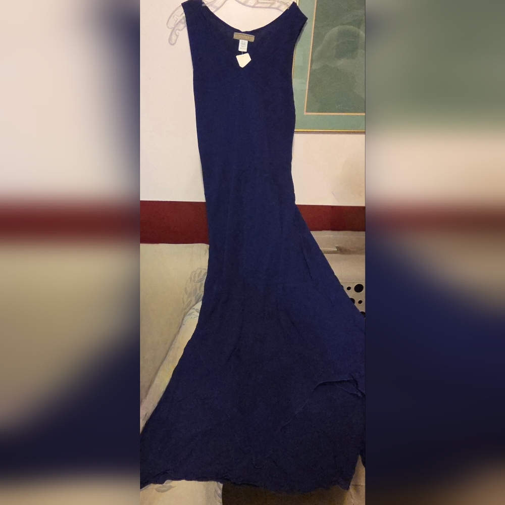 NWT Dinah Lee Long Flowy Navy Asymmetrical Dress